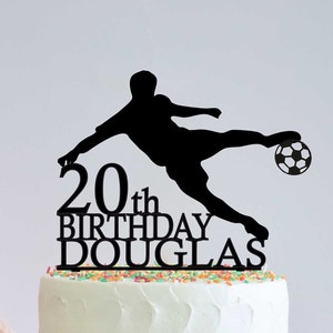 Football Birthday Cake Topper, Boys Birthday Party, Football player cake topper, Age Personalized Birthday Cake Topper, Soccer Player Topper