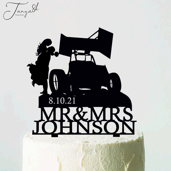 Brisca f1 f2 wedding cake topper, 2 wheeler cake topper, Brisca Riders, Stockcar Racing Wedding, Mr & Mrs Topper, Last Name and date, Gift