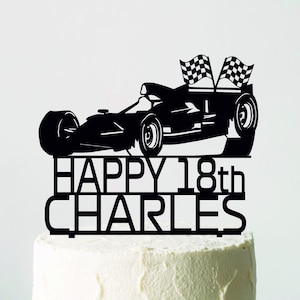 Race Car Birthday cake topper, Personalized Cake Topper Happy Birthday with Age, Formula One F1 Racing Happy Birthday cake topper