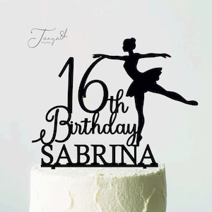 Ballet Dancer Birthday Cake Topper, Sweet 16th, Silhouette Ballerina, Cake Decoration, Custom Topper, Happy 18th Birthday Topper