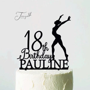 Gymnast Birthday Cake Topper, Female Gymnastist, Silhouette Gymnast, Keepsake Gift, Sports Birthday Party, Dancing girl topper,Custom Topper