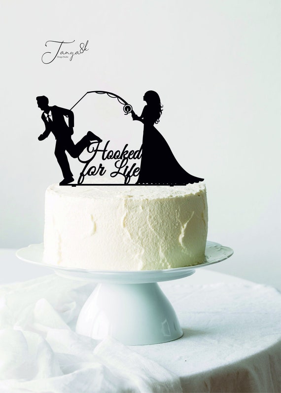 Bride Pulling Groom Wedding Cake Topper, Hooked for Life, Bride Dragging  Groom Topper, Fishing Cake Topper, Funny Cake Topper, Gift 