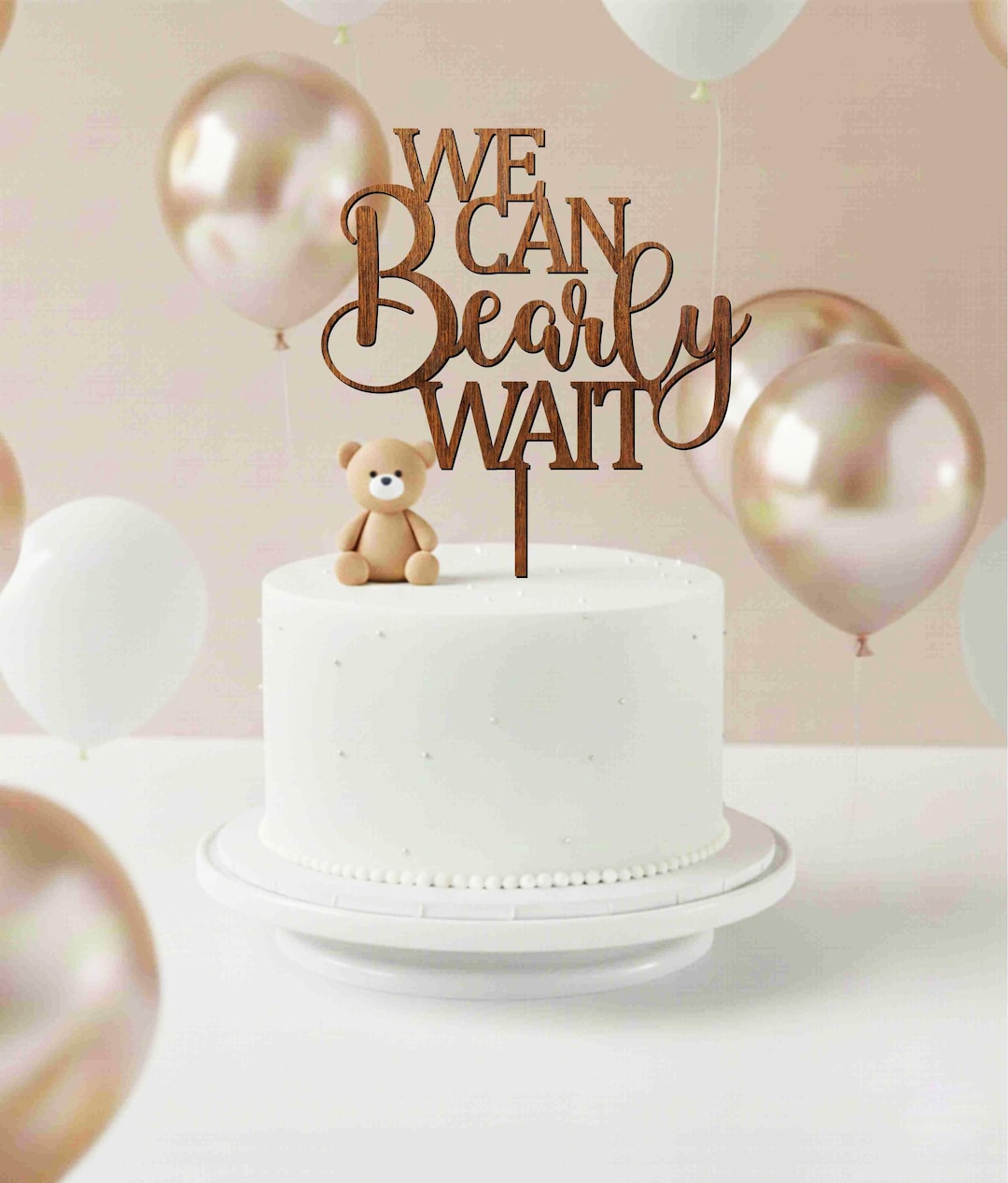 We Can Bearly Wait Cake Topper, Baby Shower Cake Decoration, Teddy Bear ...