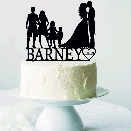 Family Wedding Cake Topper With Kids Cake Decoration Mr and Etsy