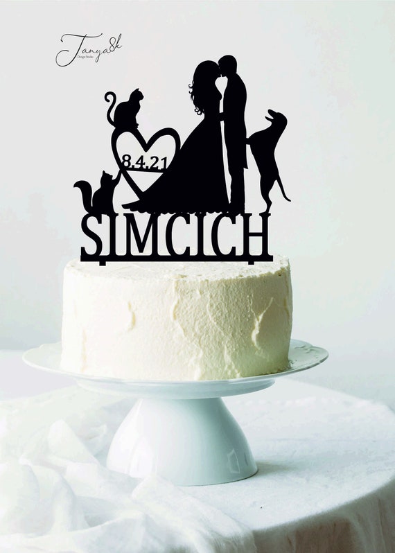 Wedding Cake Topper With Cat and Dog Cake Topper With Cat | Etsy