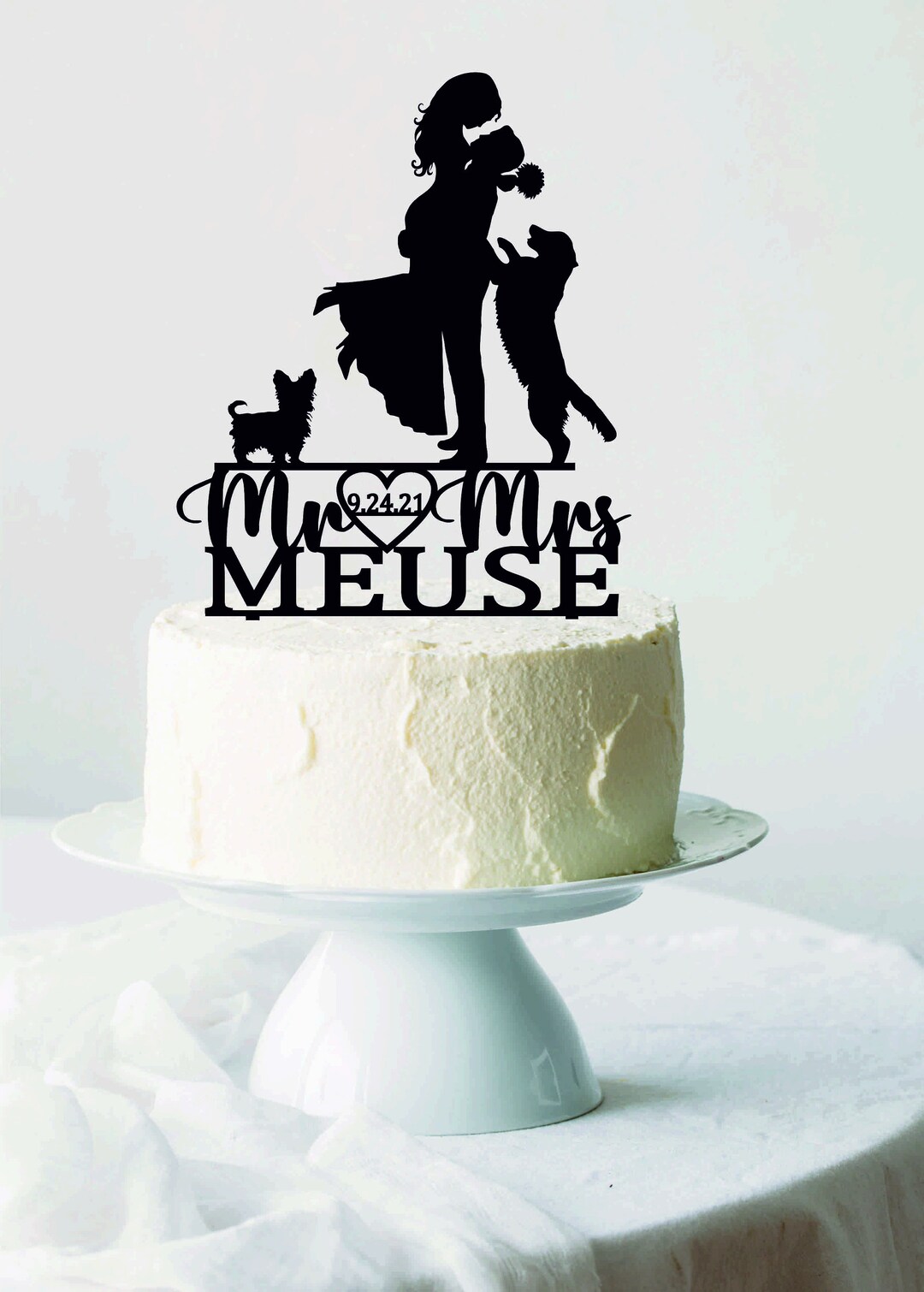 Wedding Cake Topper With Two Dogs, Cake Topper With Golden Retriever ...