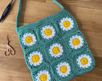 Daisy tote bag crochet pattern - downloadable PDF