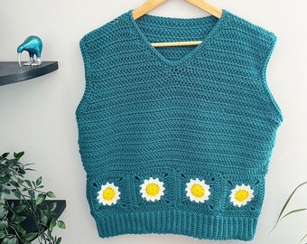 Daisy loop 2 in 1 vest and jumper - crochet pattern - downloadable PDF