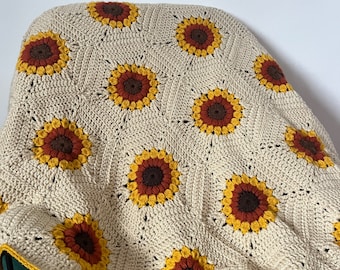 Sunflower hexi blanket crochet pattern - downloadable PDF