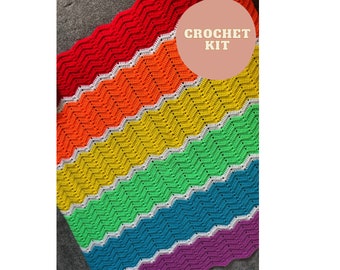 Riptide rainbow blanket crochet kit - ripple blanket - perfect gift for crafty beginners!