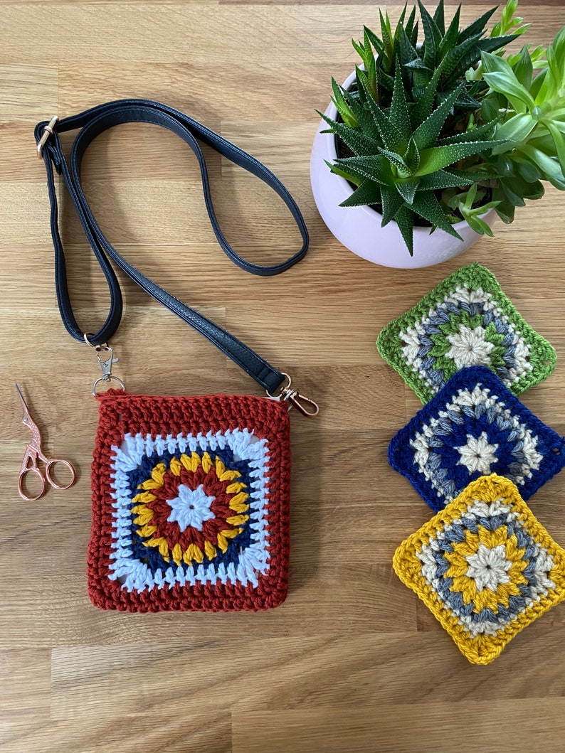 Starburst Granny Square Crossbody Bag Crochet Pattern Etsy