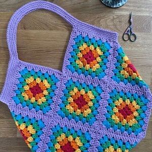 Granny square tote bag crochet pattern - downloadable PDF