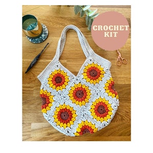 Sunflower tote bag crochet kit - perfect gift for crafty beginners!