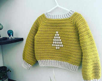 Weihnachtsbaum-Pullover - Kinder - Häkelanleitung - PDF zum Herunterladen