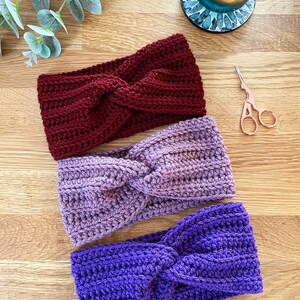 Twisted ear warmer crochet pattern downloadable PDF image 2