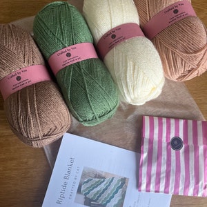 Riptide blanket crochet kit ripple blanket perfect gift for crafty beginners Neutrals