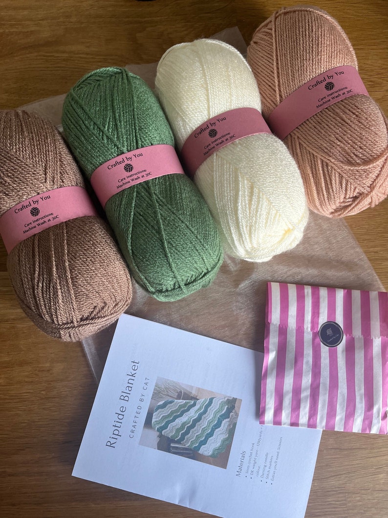 Riptide blanket crochet kit ripple blanket perfect gift for crafty beginners Neutrals