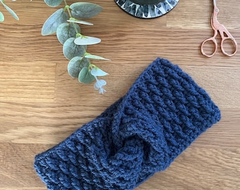 Twisted pine ear warmer crochet pattern - downloadable PDF