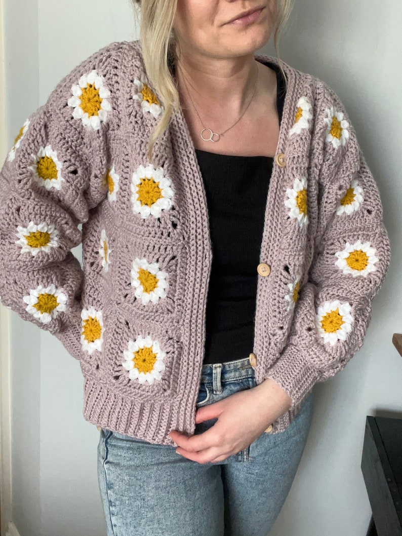 Daisy Granny Square Cardigan crochet pattern downloadable PDF image 2