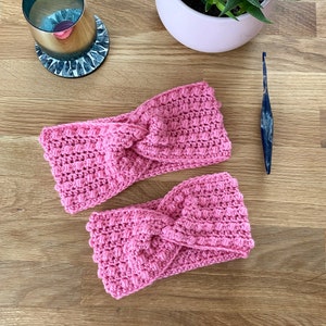 Berry Cosy Twisted ear warmer crochet pattern - downloadable PDF