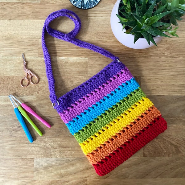 Rainbow bag crochet pattern - downloadable PDF