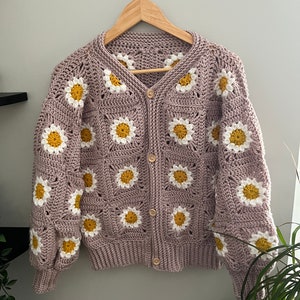 Daisy Granny Square Cardigan crochet pattern downloadable PDF image 1