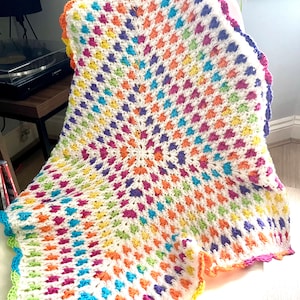 Rainbow Spike blanket crochet pattern - downloadable PDF