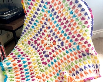 Rainbow Spike blanket crochet pattern - downloadable PDF