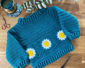 Daisy loop children's jumper - crochet pattern - downloadable PDF