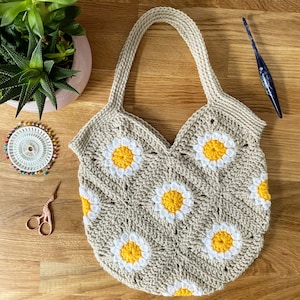 Daisy Granny Square Tote Bag Crochet Pattern Downloadable PDF - Etsy