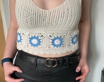 Daisy loop crochet top - crochet pattern - downloadable PDF