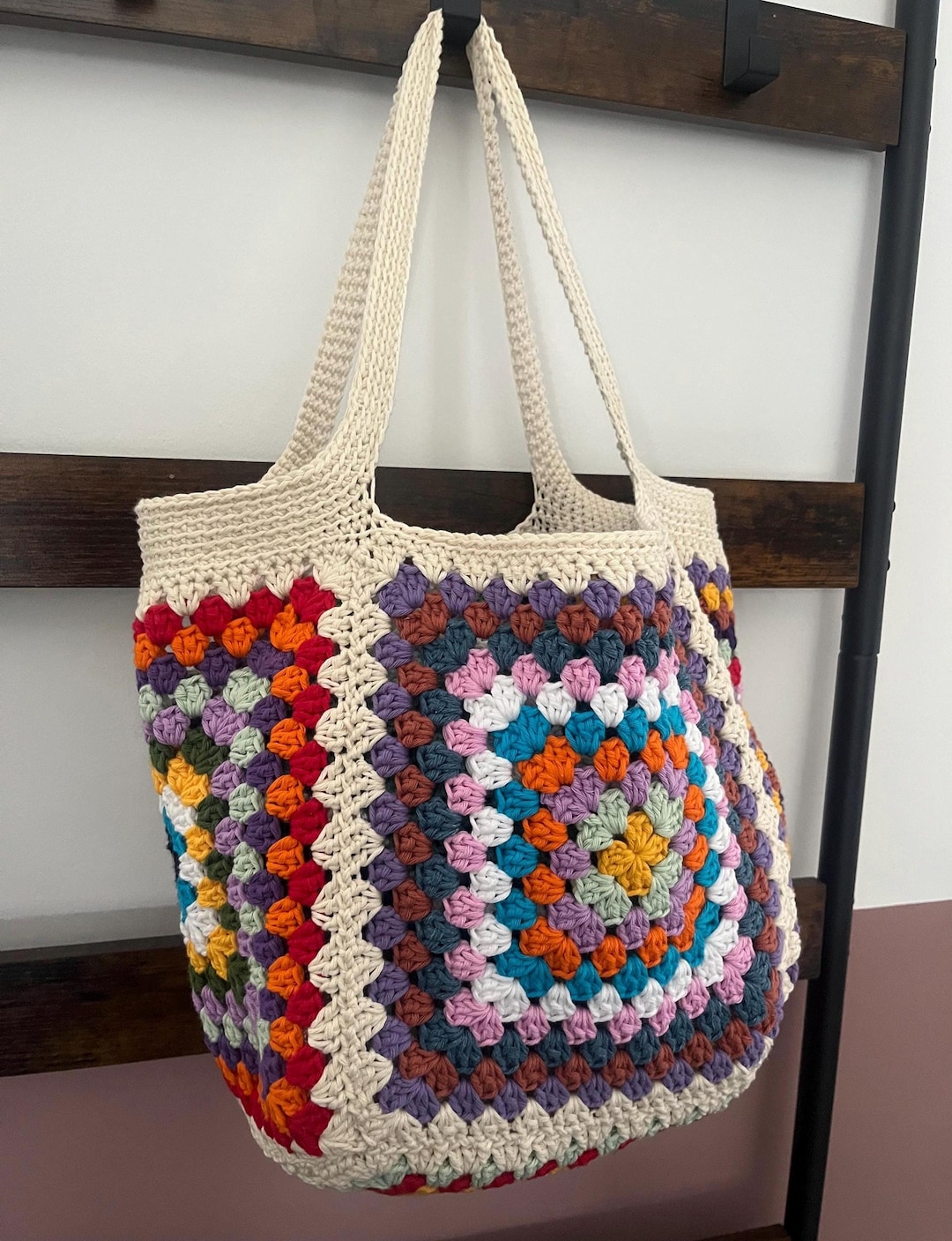 Granny Square Beach Bag Crochet Pattern Downloadable PDF Etsy