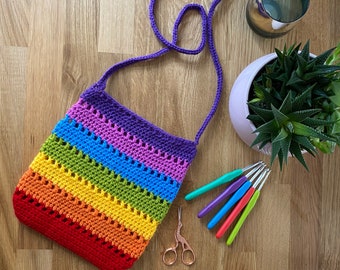 rainbow crochet bolsa