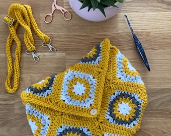 StarBurst Four Way granny square tote bag crochet pattern - downloadable PDF