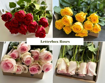 PRE ORDER Letterbox Fresh Flowers Real Roses Red Pink Yellow Gift Birthday Anniversary Flowers, Perfect for Gifting or Treating Yourself