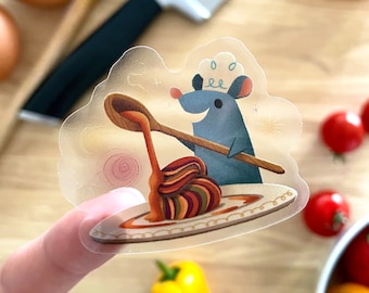 Pegatina de Ratatouille / Pegatina de Pixar / Pegatina transparente de Remy, el pequeño chef