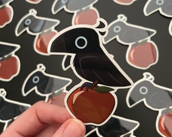 Aufkleber Vogel mit Apfel