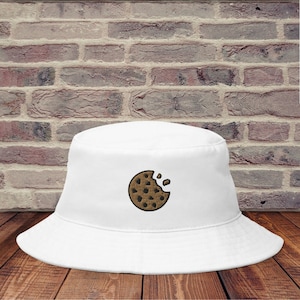Cookie Bucket Hat, Foodie Hat, Bucket Hat, Embroidered Bucket Hat, Cute Hat, Foodie Gift, Chocolate Chip Cookie, Baker Hat, Cookie Lover