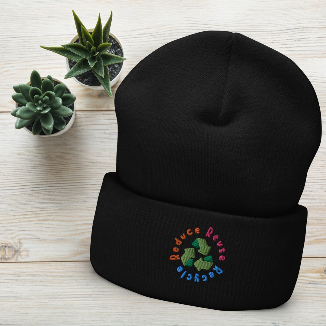 Reduce Reuse Recycle Hat Recycle Embroidered Beanie Multiple Etsy