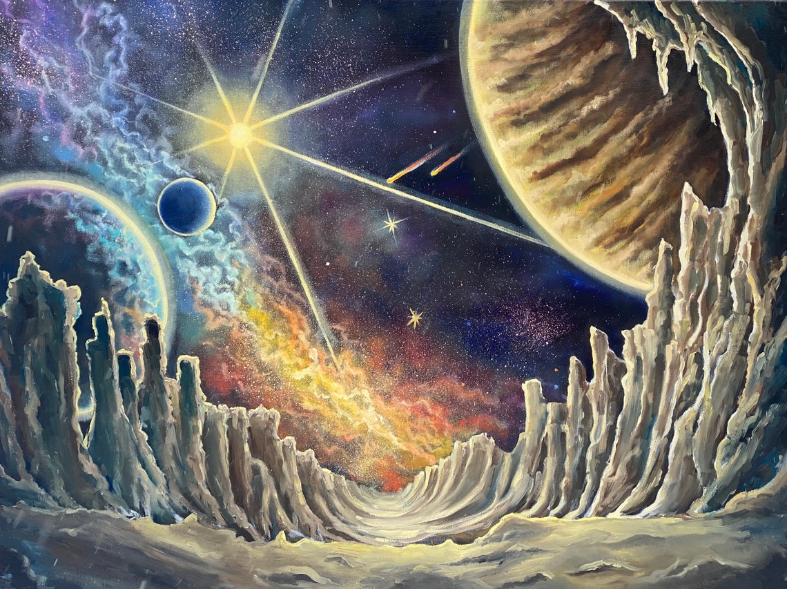 Original oil painting fantastic space painting exclusive Etsy