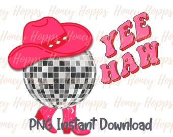 Cowgirl Disco Ball Nashville  Digital Design PNG