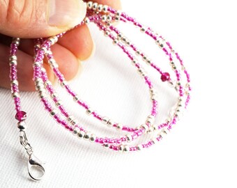 Fuchsia Pink Eyeglasses Chain, Sunglasses Lanyard, Beaded Mask Holder, gift for nurse doctor, Colorful lanyard for mask