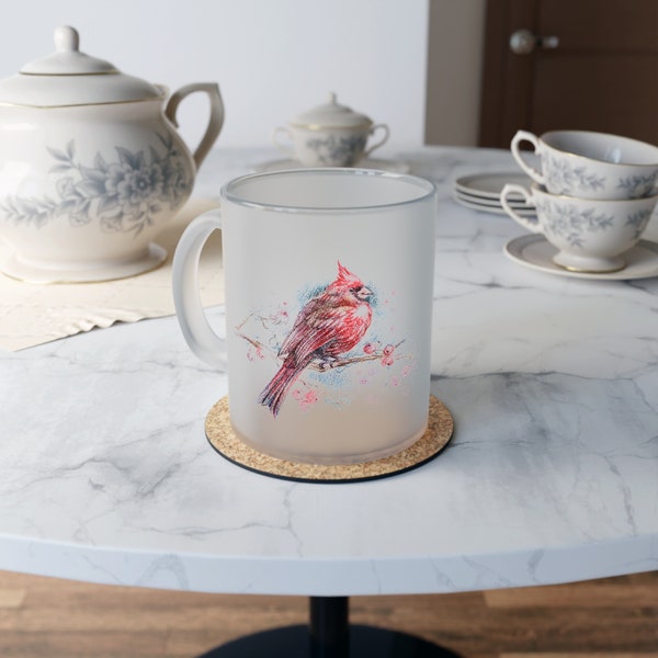 Cardinal Frosted Glass Mug