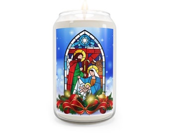 Stained Glass Nativity Scented Candle, 13.75oz