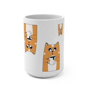 Cat Coffee Mug, Cute Animal Lover Tea Cup, Pet Owner Gift, Funny Kitten Drinkware, Kitty Kitchen Decor, Large Porcelain Beverage Container