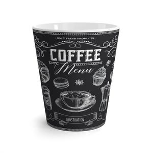 Caneca de Latte com Menu de Café