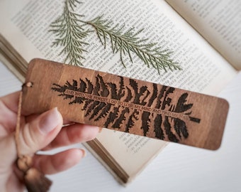 Forest bookmark Pine tree engraved wooden book mark with tassel Into the forest i go to lose my mind and find my soul