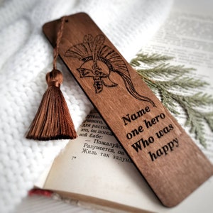 Wood bookmark Name one hero Who was happy engraved wooden book mark with tassel Greek mythology gifts for him Page saver Book dividers