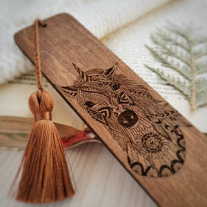 Unicorn bookmark Engraved wooden bookmark with tassel Fantasy animals book mark Book accessories Birthday unicorn gifts for women girls