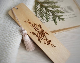 Ukraine tryzub engraved wooden bookmark with tassel Ukrainian trident book mark Book accessories Patriotic gift for ukrainian women men